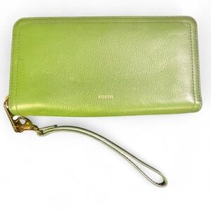 Fossil Lime Green Leather Wristlet
